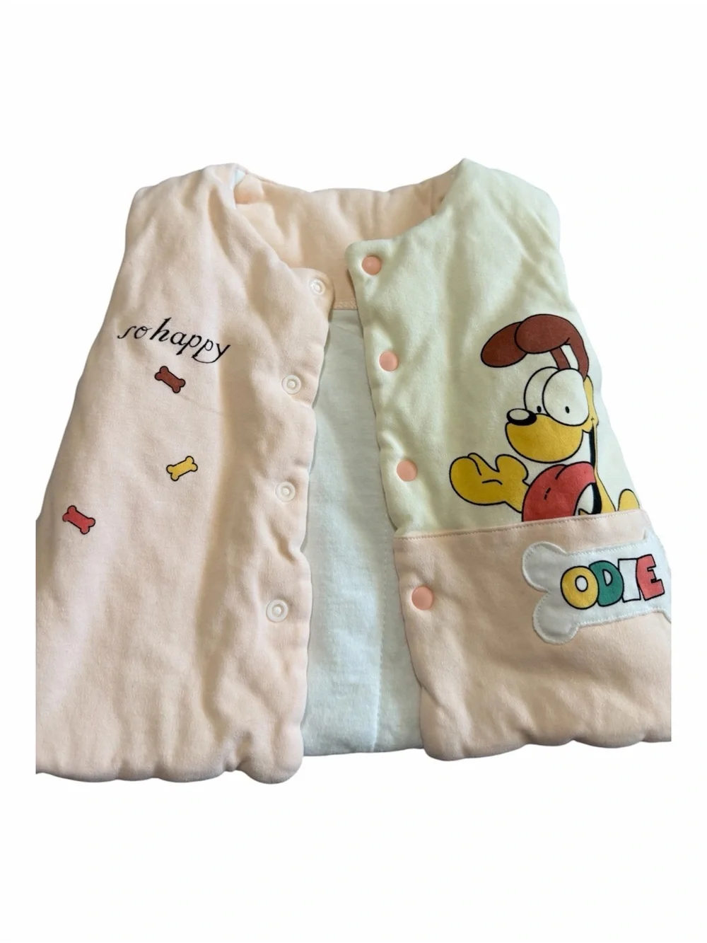 Vintage Odie Baby Sleeveless Sleep Vest in Pastel Pink Garfield 12-24 Months